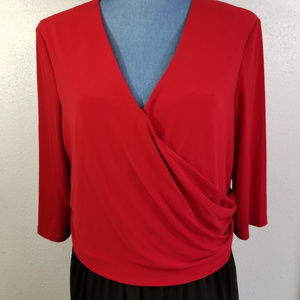 Ellen Tracy Dress Size 16 Red Black Flare skirt